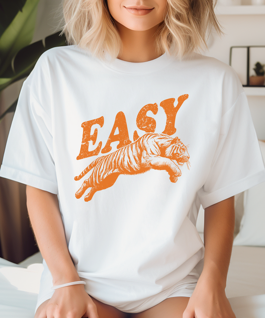 Easy Orange Tiger Shirt, Retro Boho Tee, Hippie Clothes, Indie Shirt - PopCultureByDesign36