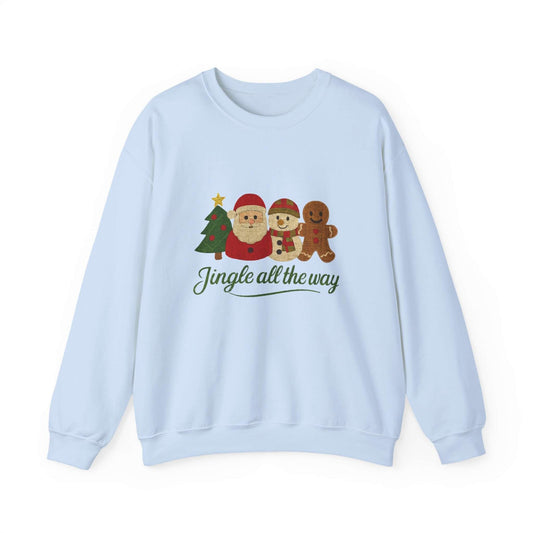 Christmas Jingle All the Way Sweatshirt, Santa Snowman Gingerbread Sweatshirt - PopCultureByDesign36