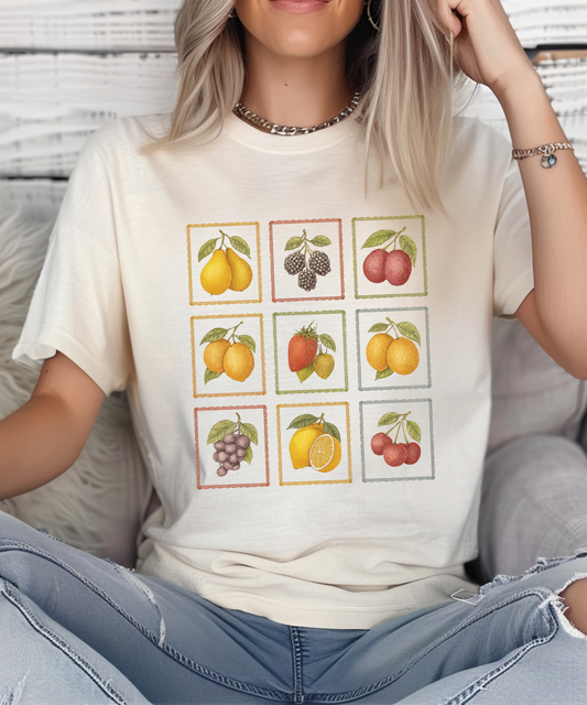 Vintage Fruit Stamp Shirt, Art Graphic Fruit Shirt, Fruit Stamp - PopCultureByDesign36
