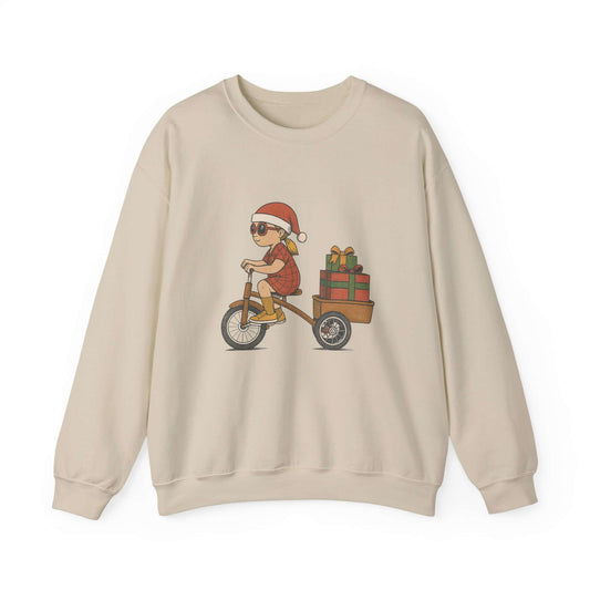 Christmas Bike Ride Sweatshirt, Santa Hat Daughter Gift - Popbydesign