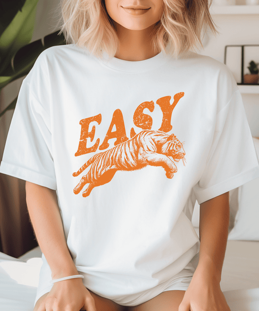 Easy Orange Tiger Shirt, Retro Boho Tee, Hippie Clothes, Indie Shirt - Popbydesign