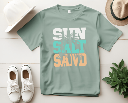 Sun Salt Sand Beach Shirt, Summer Ocean Vacation T-Shirt - Popbydesign