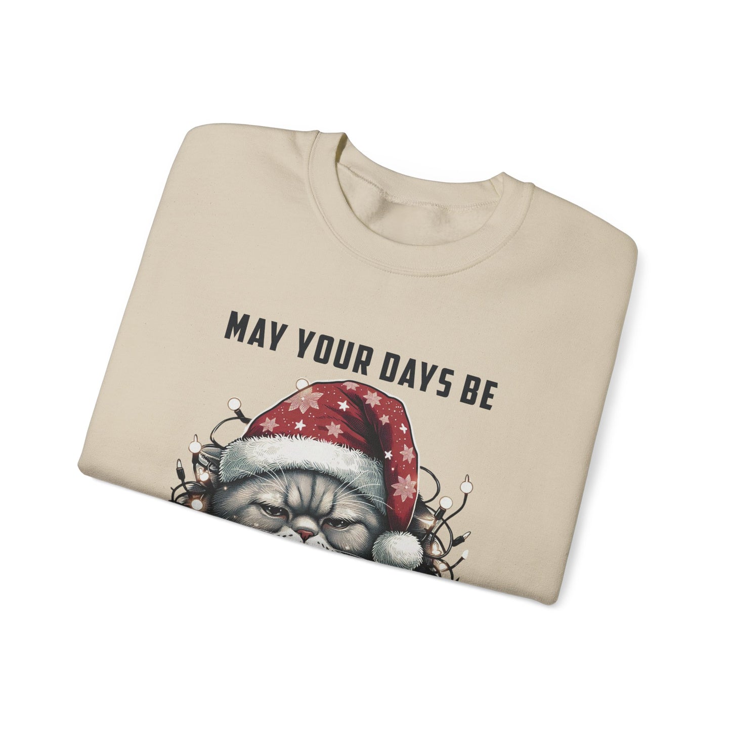 May Your Days Be Merry And Bright, Christmas Cat Sweatshirt, Holiday Cat - PopCultureByDesign36