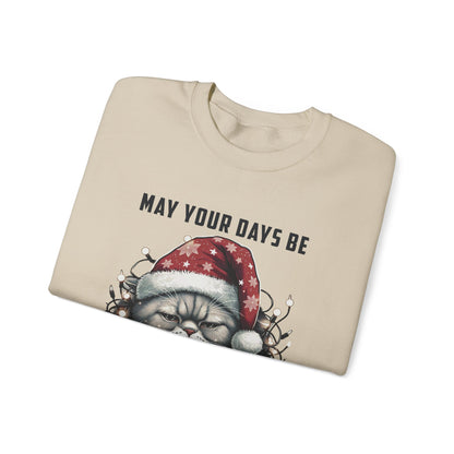 May Your Days Be Merry And Bright, Christmas Cat Sweatshirt, Holiday Cat - PopCultureByDesign36