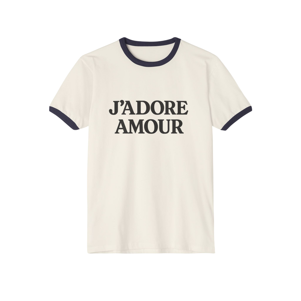 Jadore Amour Ringer Tee Bold French Inspired Statement Shirt by PopCultureByDesign36