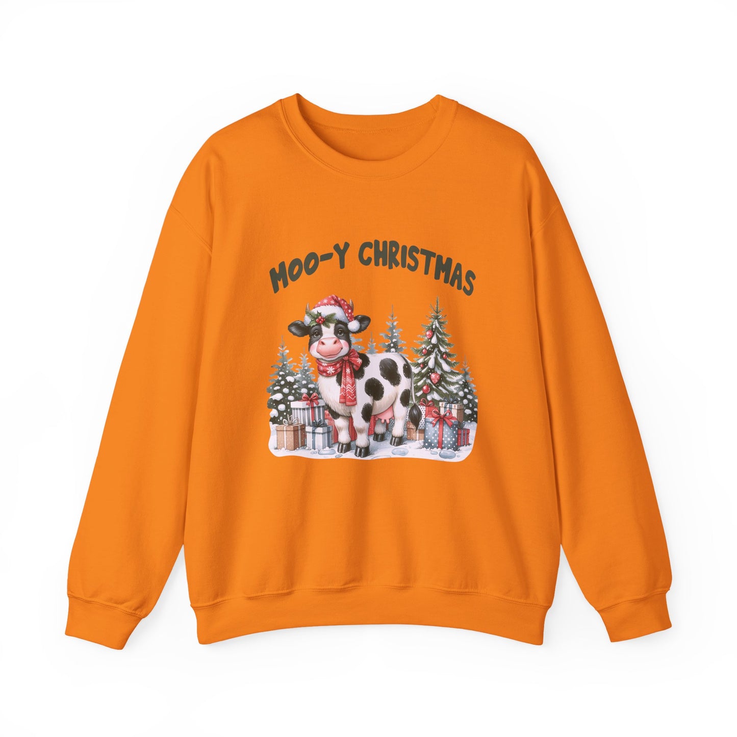 Moo-Y Christmas, Cute Cow Christmas sweatshirt, Country Farm Christmas Sweatshirt - PopCultureByDesign36
