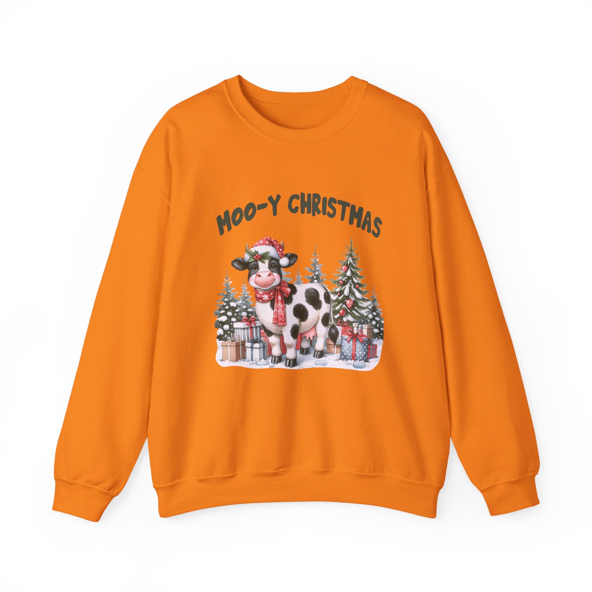 Moo-Y Christmas, Cute Cow Christmas sweatshirt, Country Farm Christmas Sweatshirt - PopCultureByDesign36