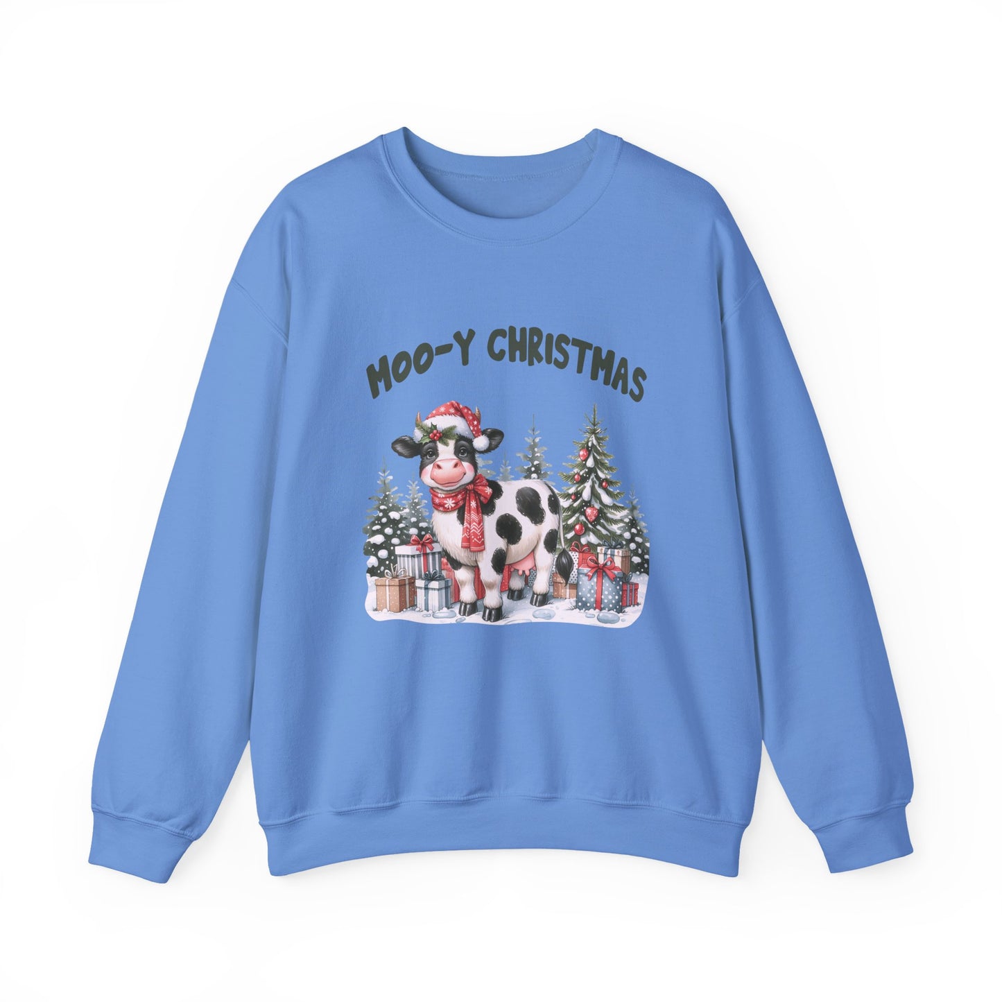 Moo-Y Christmas, Cute Cow Christmas sweatshirt, Country Farm Christmas Sweatshirt - PopCultureByDesign36