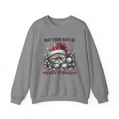 May Your Days Be Merry And Bright, Christmas Cat Sweatshirt, Holiday Cat - PopCultureByDesign36