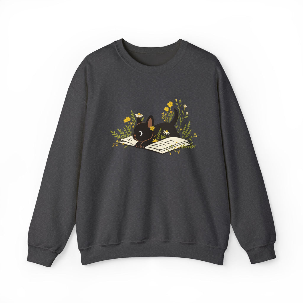 Vintage Boho French Bulldog Puppy Reading Sweatshirt by PopCultureByDesign36