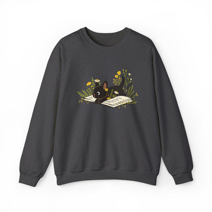 Vintage Boho French Bulldog Puppy Reading Sweatshirt