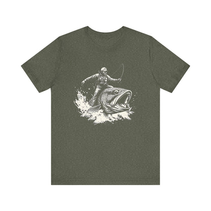 Funny Fisherman Riding a Trout T-Shirt, Fishing Tee, Wild Western Shirt - PopCultureByDesign36