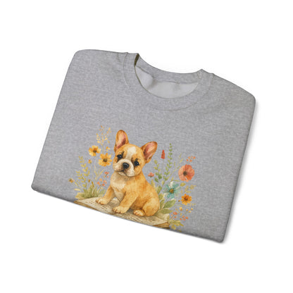 Vintage Boho French Bulldog Puppy Reading Sweatshirt