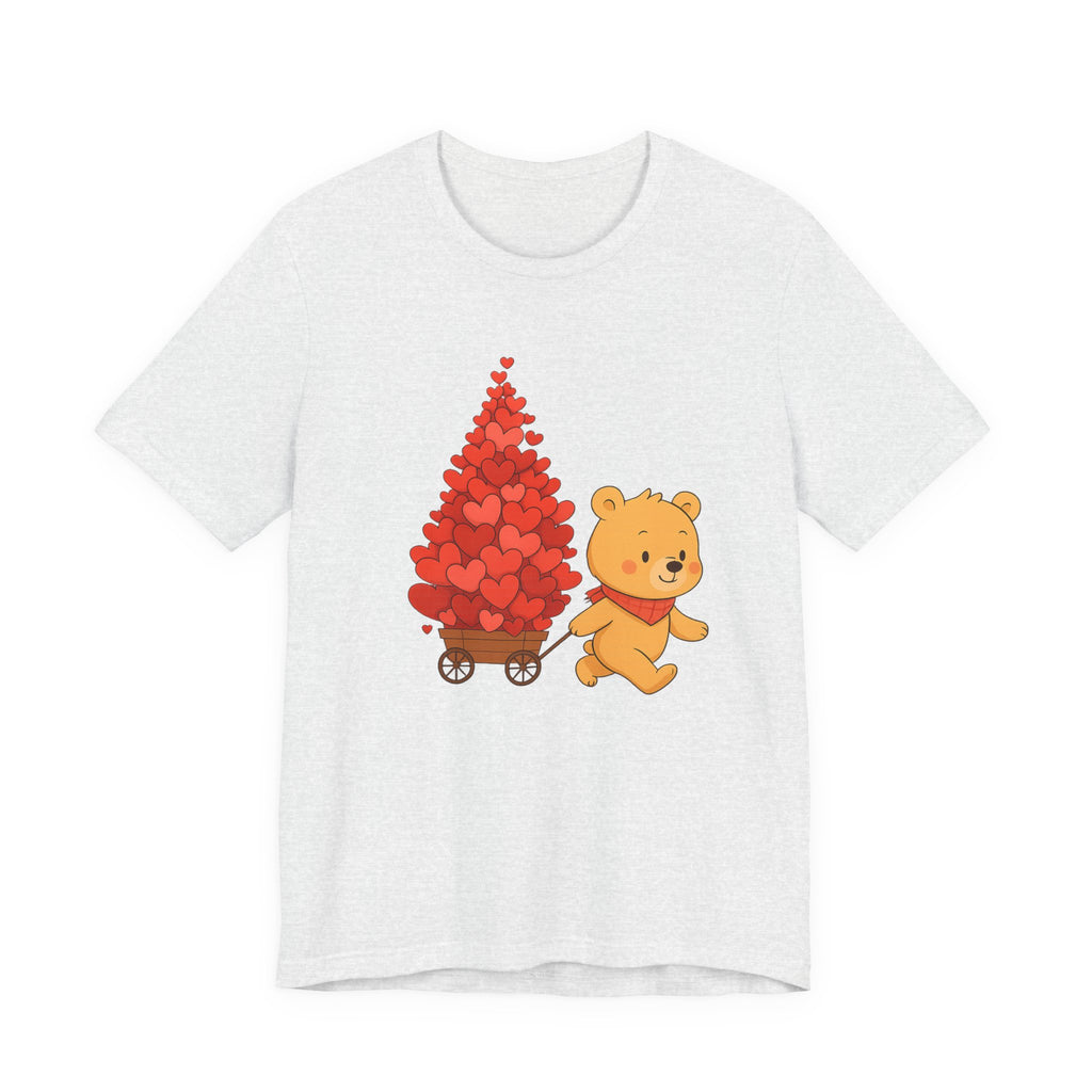 Valentine Bear Tee — Cute Bear with Heart-Filled Wagon by PopCultureByDesign36