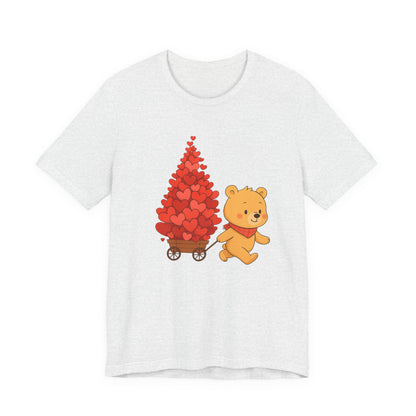 Valentine Bear Tee — Cute Bear with Heart-Filled Wagon