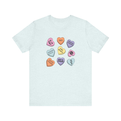 Emo Halloween Pumpkin Candy Hearts T-Shirt, Spooky Candies Shirt, Emo candy hearts - PopCultureByDesign36