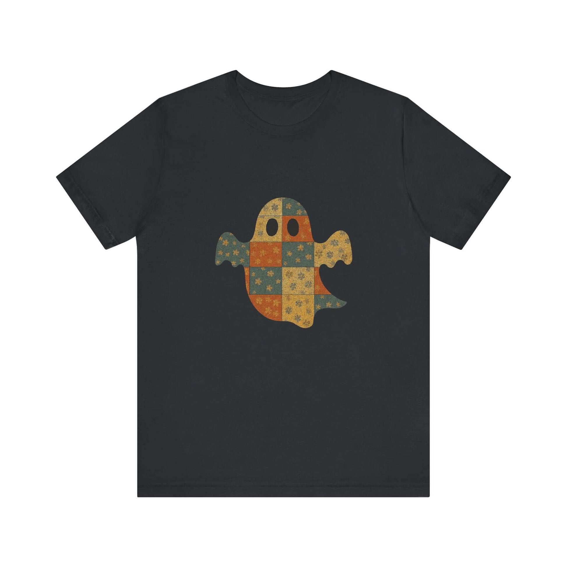 Patchwork Ghost Tee, Ghost Patchwork Halloween Shirt, Boho Ghost Shirt - PopCultureByDesign36