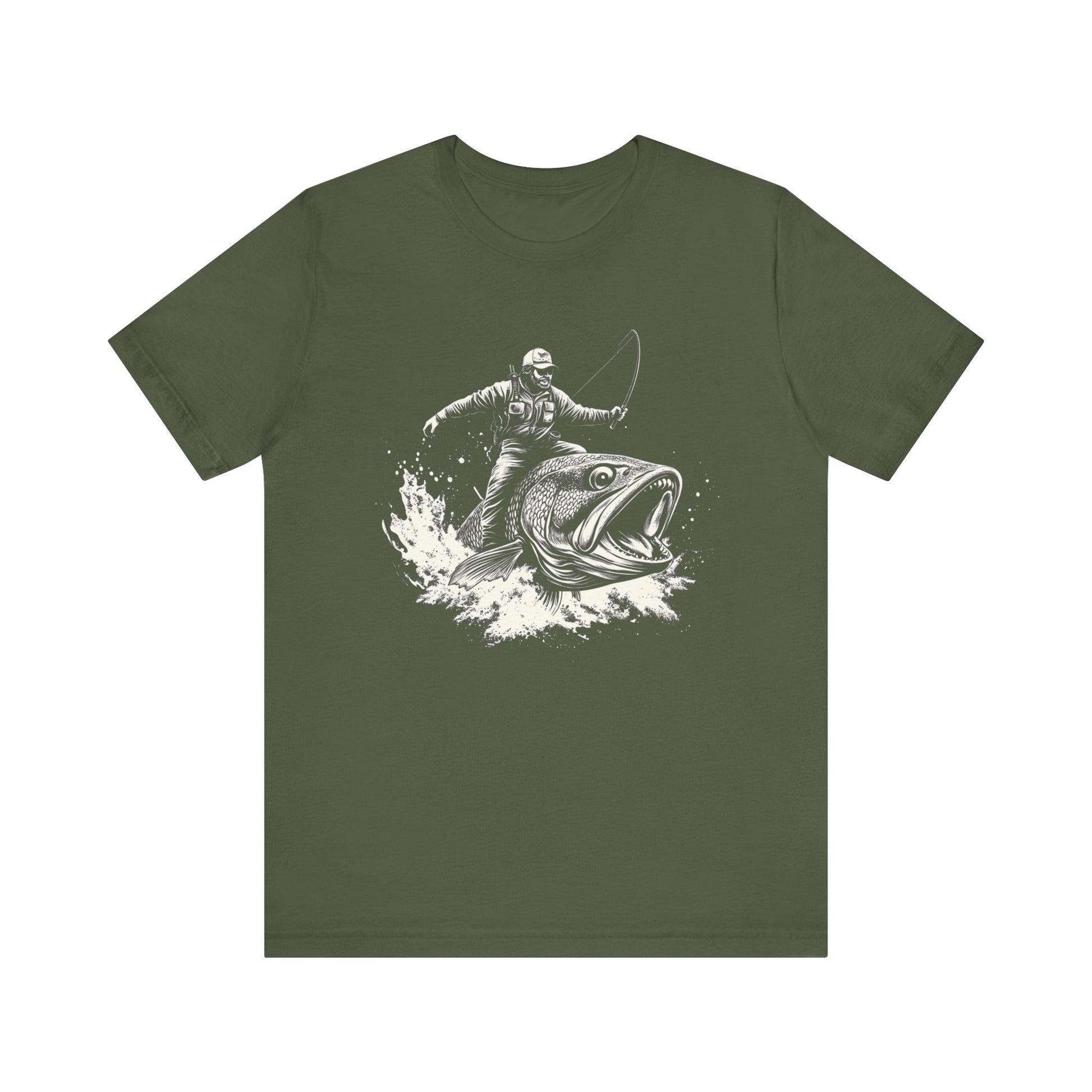 Funny Fisherman Riding a Trout T-Shirt, Fishing Tee, Wild Western Shirt - PopCultureByDesign36