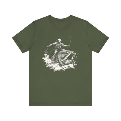 Funny Fisherman Riding a Trout T-Shirt, Fishing Tee, Wild Western Shirt - PopCultureByDesign36