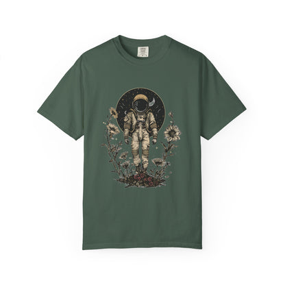 Astronaut Shirt, Boho Astronaut Shirt, Vintage Boho Womens Space Shirt featuring a floral astronaut design.
