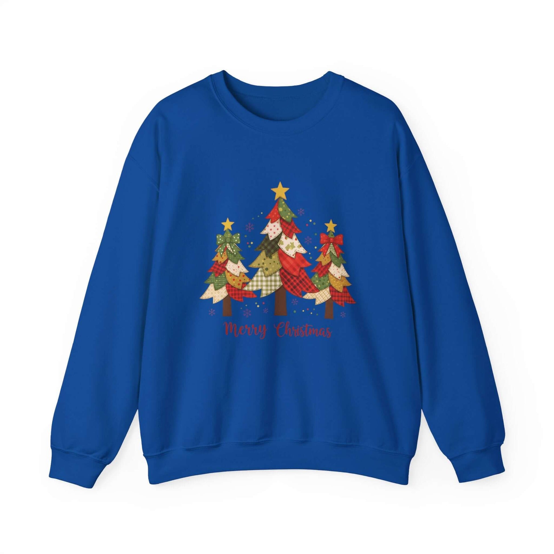 Christmas Tree Patchwork Quilt Style Sweatshirt, Merry Christmas Sweatshirt - PopCultureByDesign36