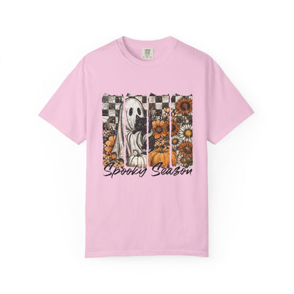 Comfort Colors Cute Strip Ghost Shirt, Halloween Costume, Vintage Vibe - PopCultureByDesign36