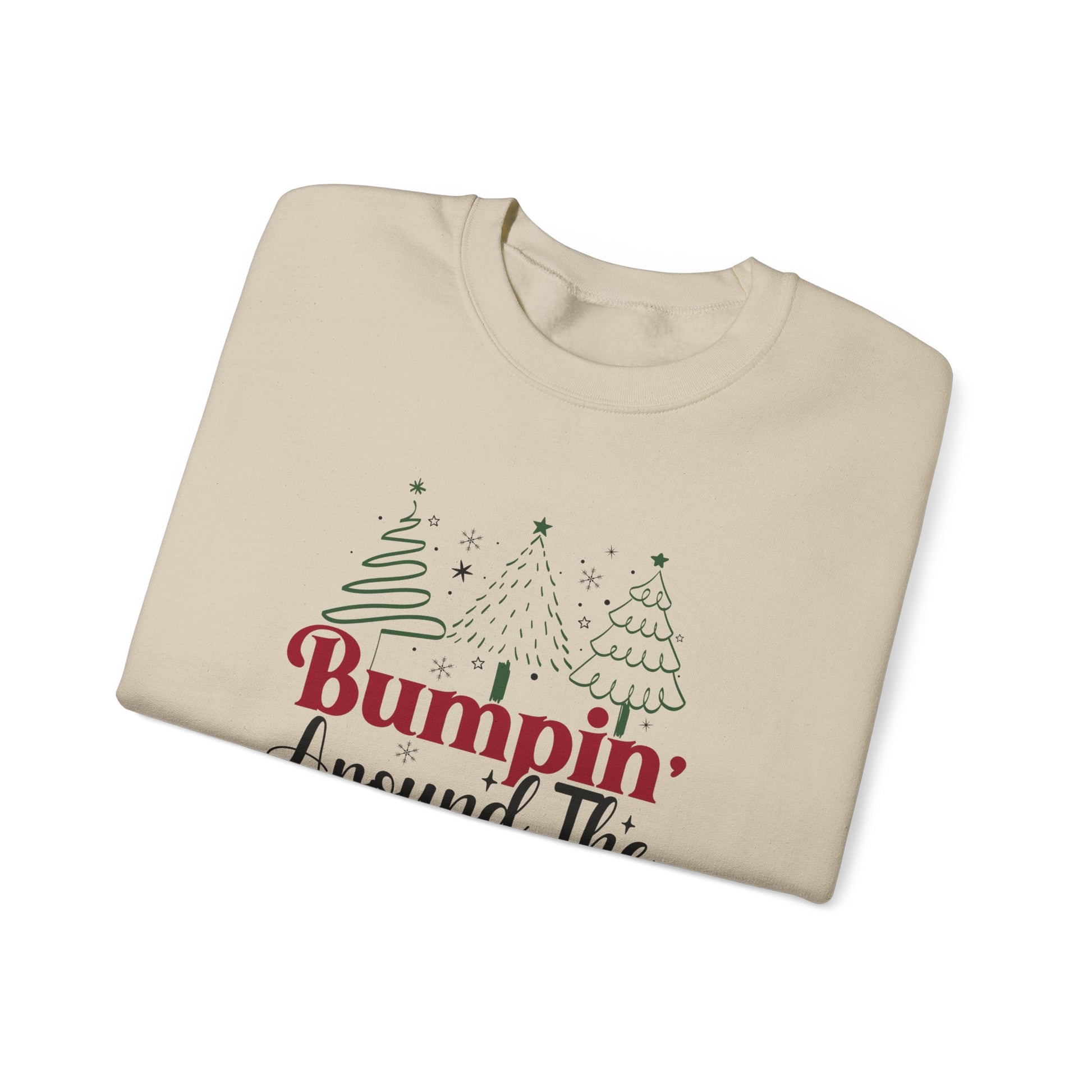 Bumpin Around Christmas Tree Sweatshirt, Pregnancy Reveal Sweater, Xmas Pregnant Shirt - PopCultureByDesign36