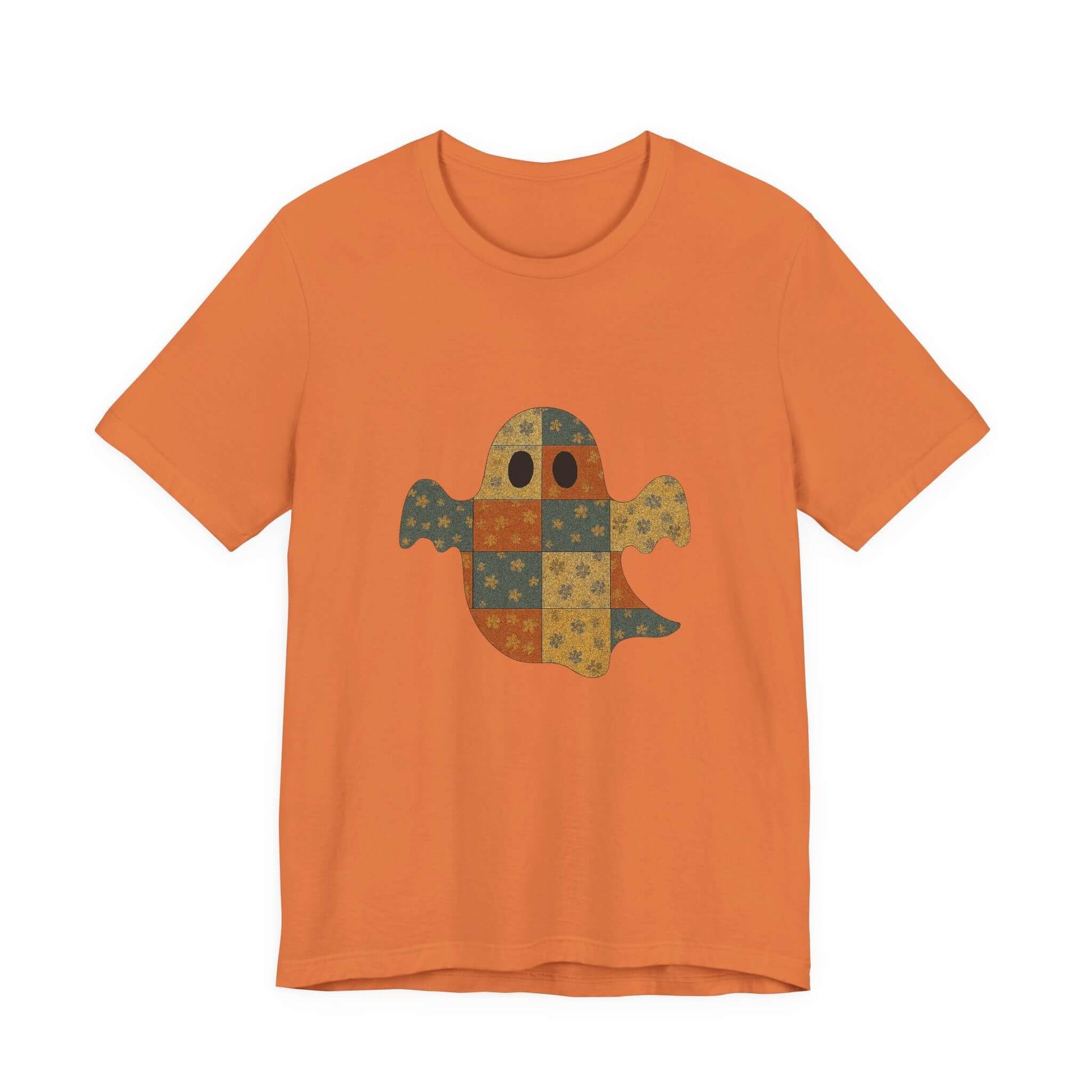 Patchwork Ghost Tee, Ghost Patchwork Halloween Shirt, Boho Ghost Shirt - PopCultureByDesign36