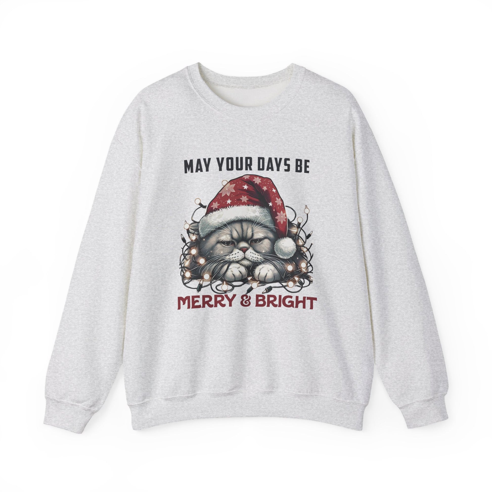 May Your Days Be Merry And Bright, Christmas Cat Sweatshirt, Holiday Cat - PopCultureByDesign36
