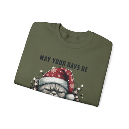 May Your Days Be Merry And Bright, Christmas Cat Sweatshirt, Holiday Cat - PopCultureByDesign36