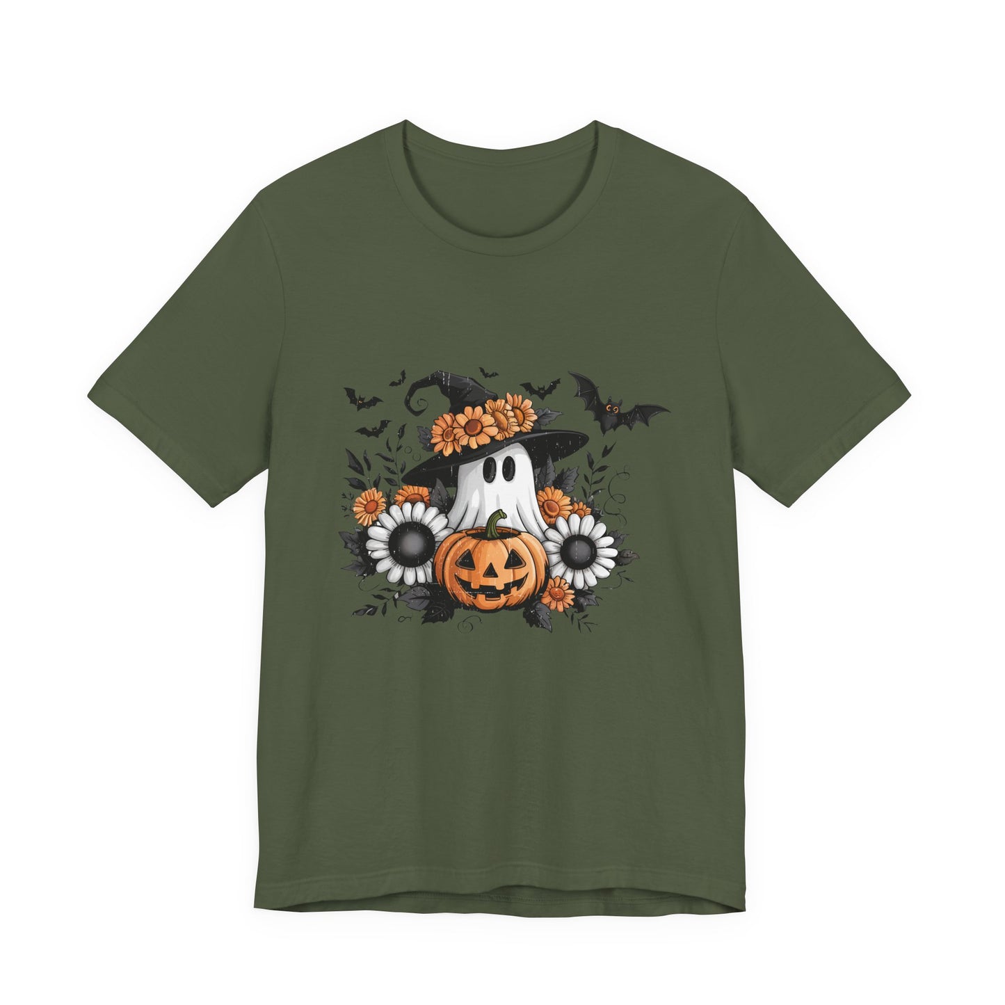 Funny Ghost Pumpkin Shirt, Boho Ghost Shirt, Soft floral ghost - PopCultureByDesign36