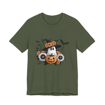 Funny Ghost Pumpkin Shirt, Boho Ghost Shirt, Soft floral ghost - PopCultureByDesign36