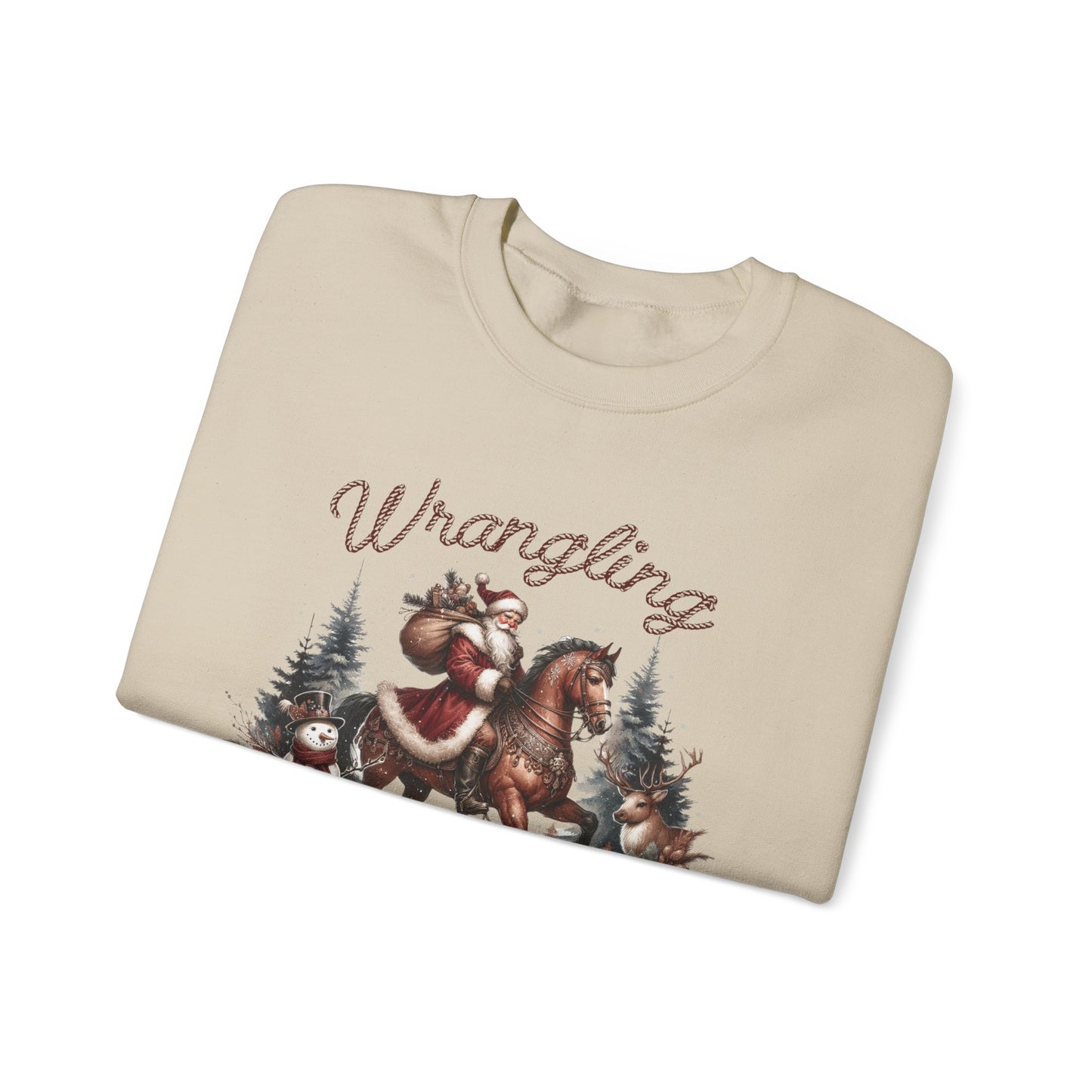 Wrangling Christmas, Cowboy Santa Sweatshirt, Howdy Country Christmas - PopCultureByDesign36