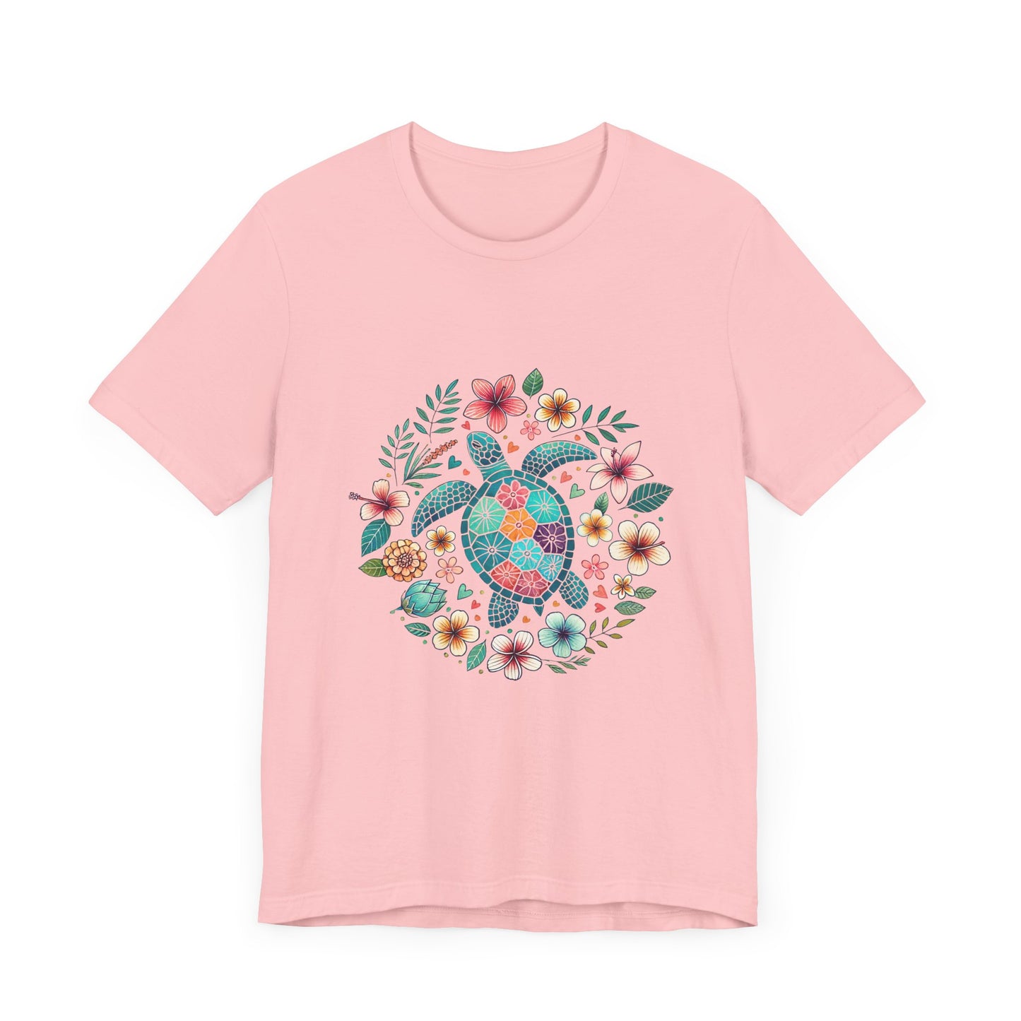 Turtle Ocean Sun T-Shirt, Floral Turtle Shirt, Boho Beach Tshirt - PopCultureByDesign36