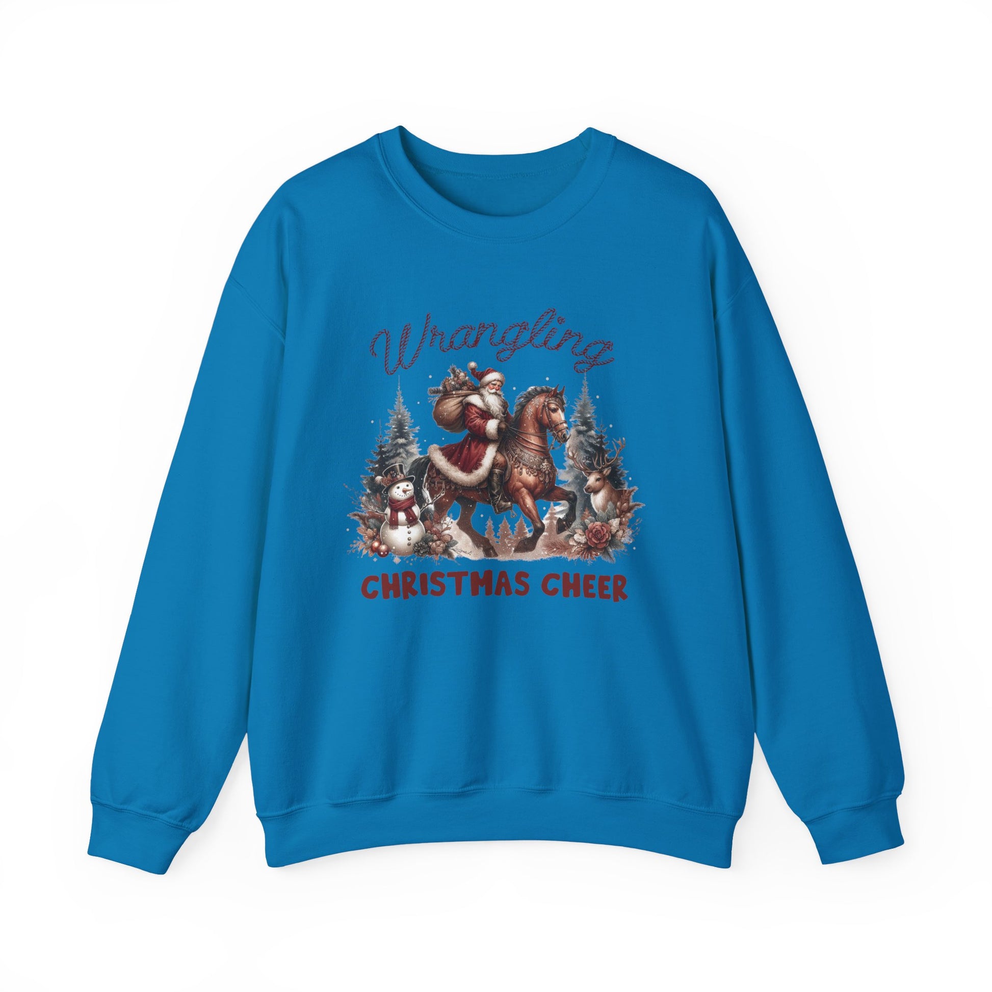 Wrangling Christmas, Cowboy Santa Sweatshirt, Howdy Country Christmas - PopCultureByDesign36
