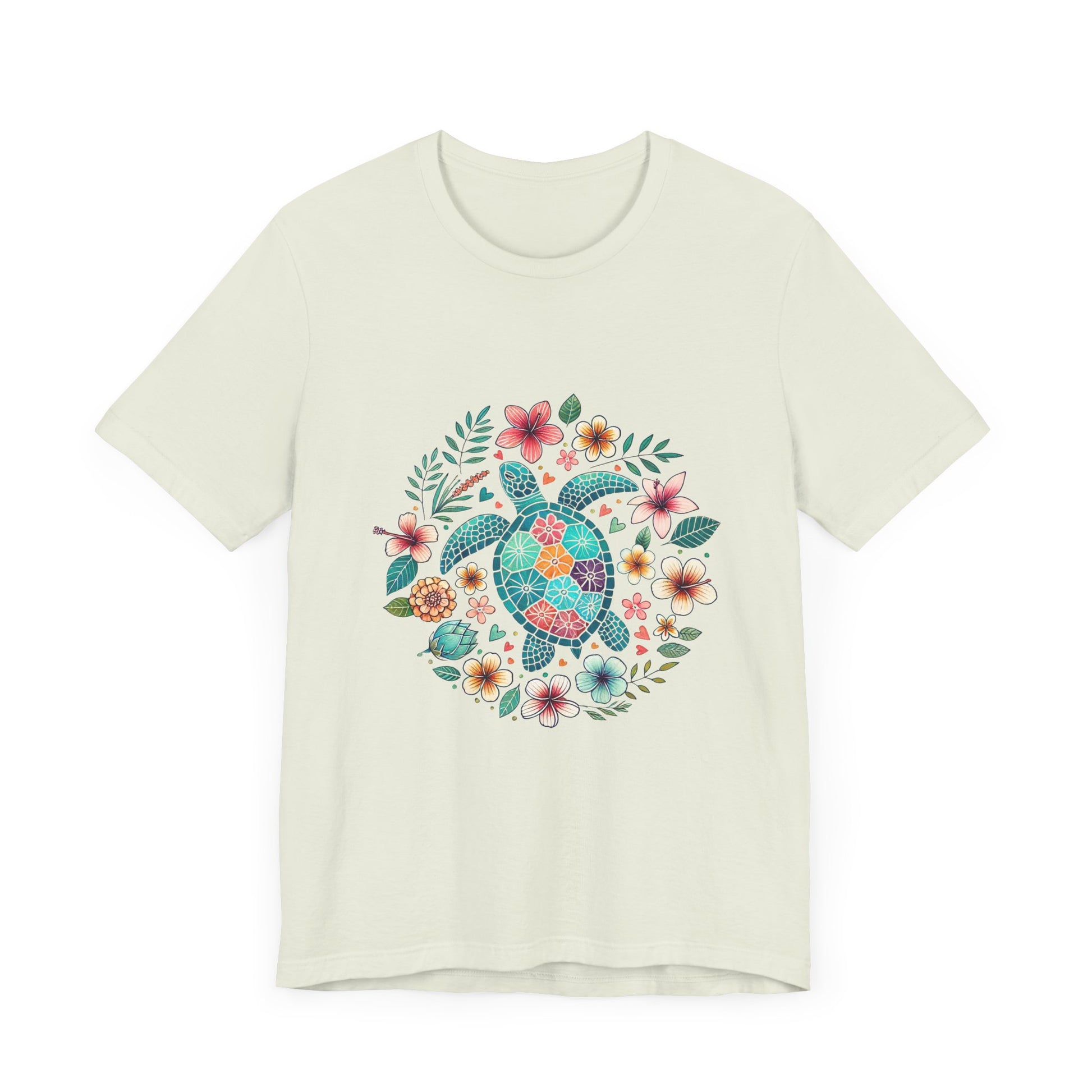 Turtle Ocean Sun T-Shirt, Floral Turtle Shirt, Boho Beach Tshirt - PopCultureByDesign36
