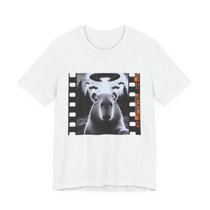 Capybara UFO Funny Tshirt, Cool Capybaras Meme T-Shirt, Alien Abduction Gift Tee - PopCultureByDesign36