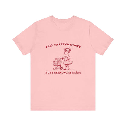 Retro Funny Woman T-Shirt, Hipster Shirt, Sarcasm Top in pink with humorous graphic design.