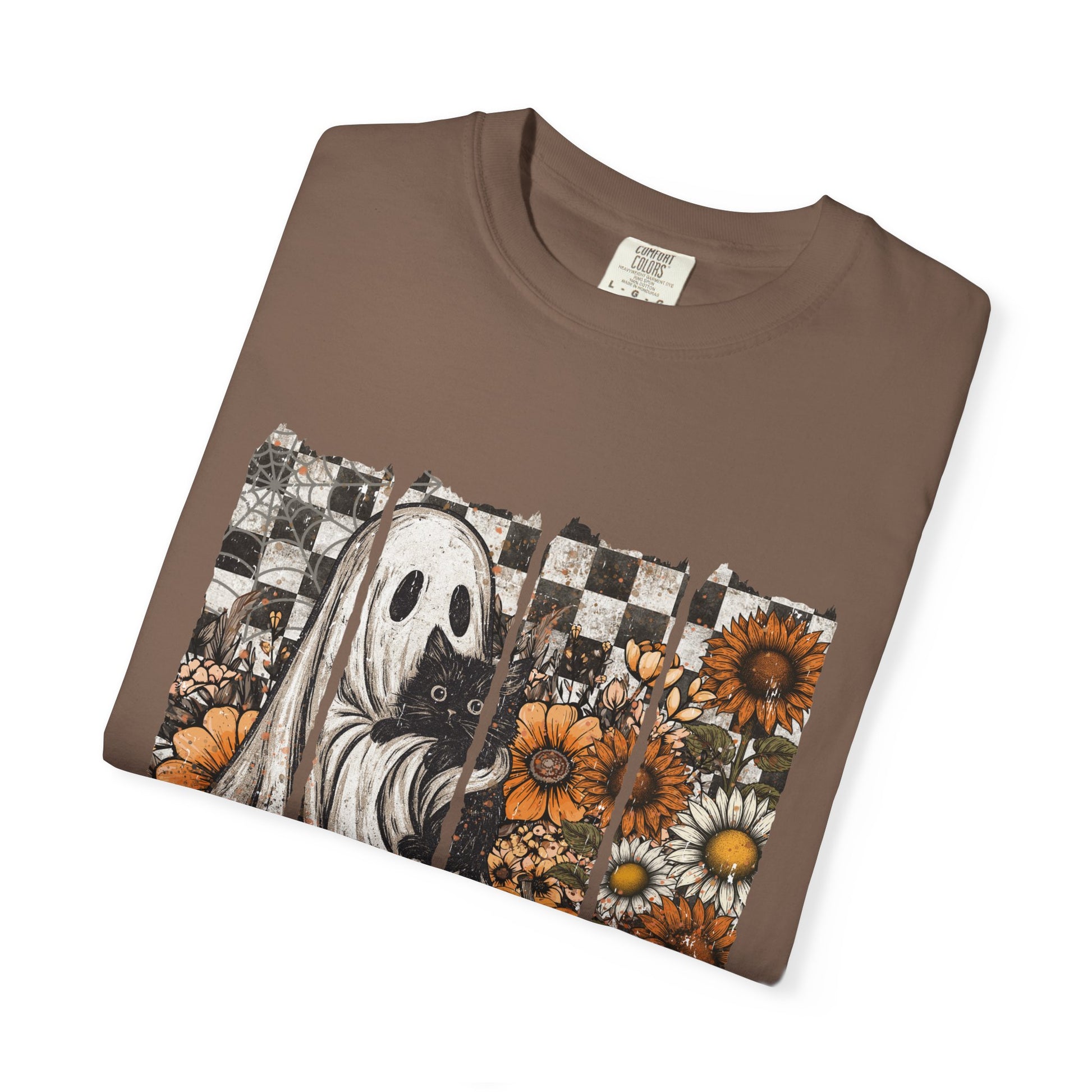 Comfort Colors Cute Strip Ghost Shirt, Halloween Costume, Vintage Vibe - PopCultureByDesign36