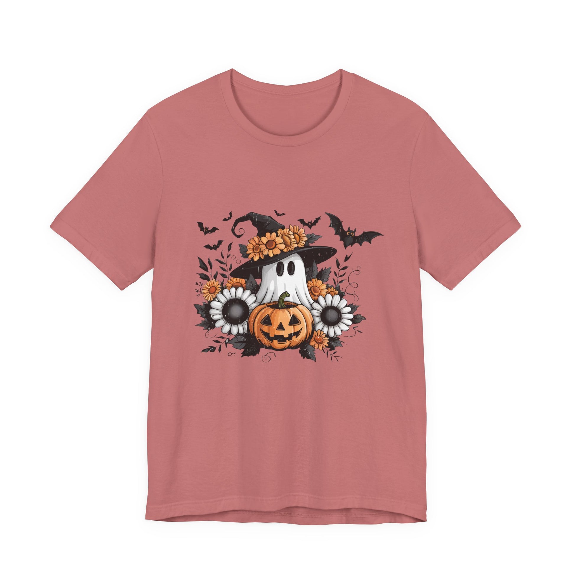 Funny Ghost Pumpkin Shirt, Boho Ghost Shirt, Soft floral ghost - PopCultureByDesign36