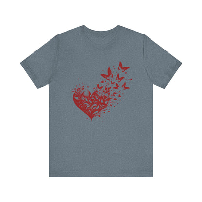 Butterfly Heart Valentines Day Shirt, Butterfly Valentine Tee, Cute Heart T-Shirt - PopCultureByDesign36