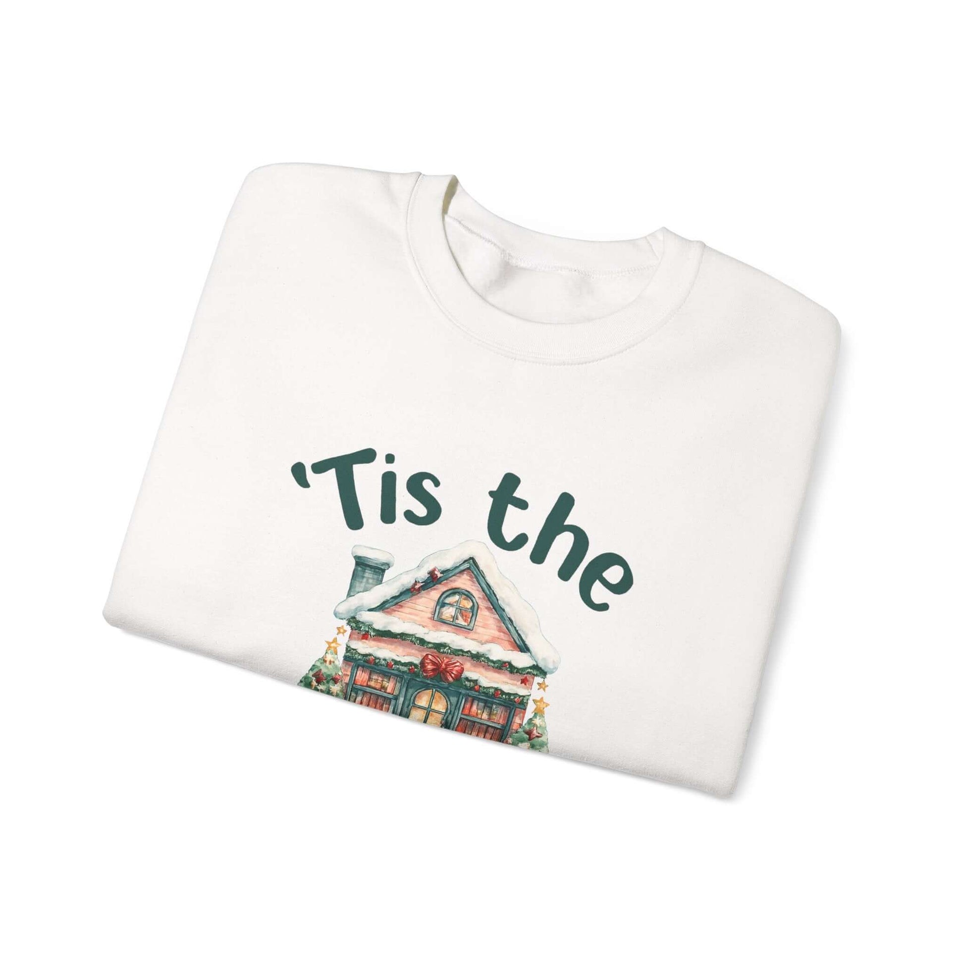 Tis The Season Cozy Christmas Cottage Sweatshirt, Holiday Bookstore Sweatshirt - PopCultureByDesign36