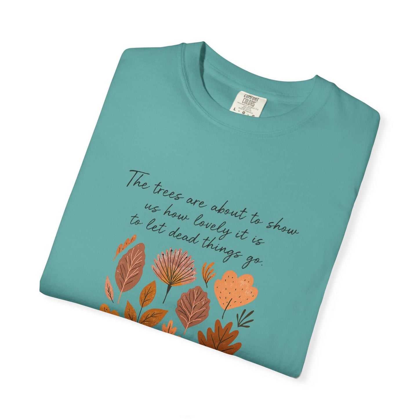 Boho Poem Fall Leaves T-shirt, Fall Shirt, Unisex Fall Top with floral design and autumn poem.