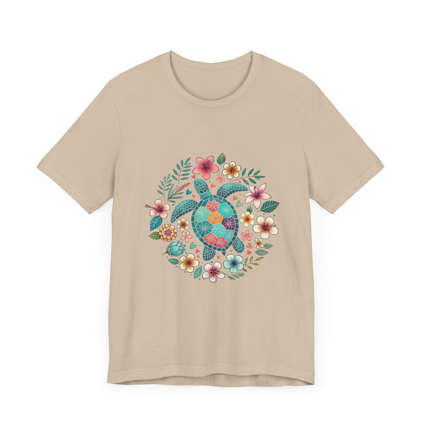Turtle Ocean Sun T-Shirt, Floral Turtle Shirt, Boho Beach Tshirt - PopCultureByDesign36