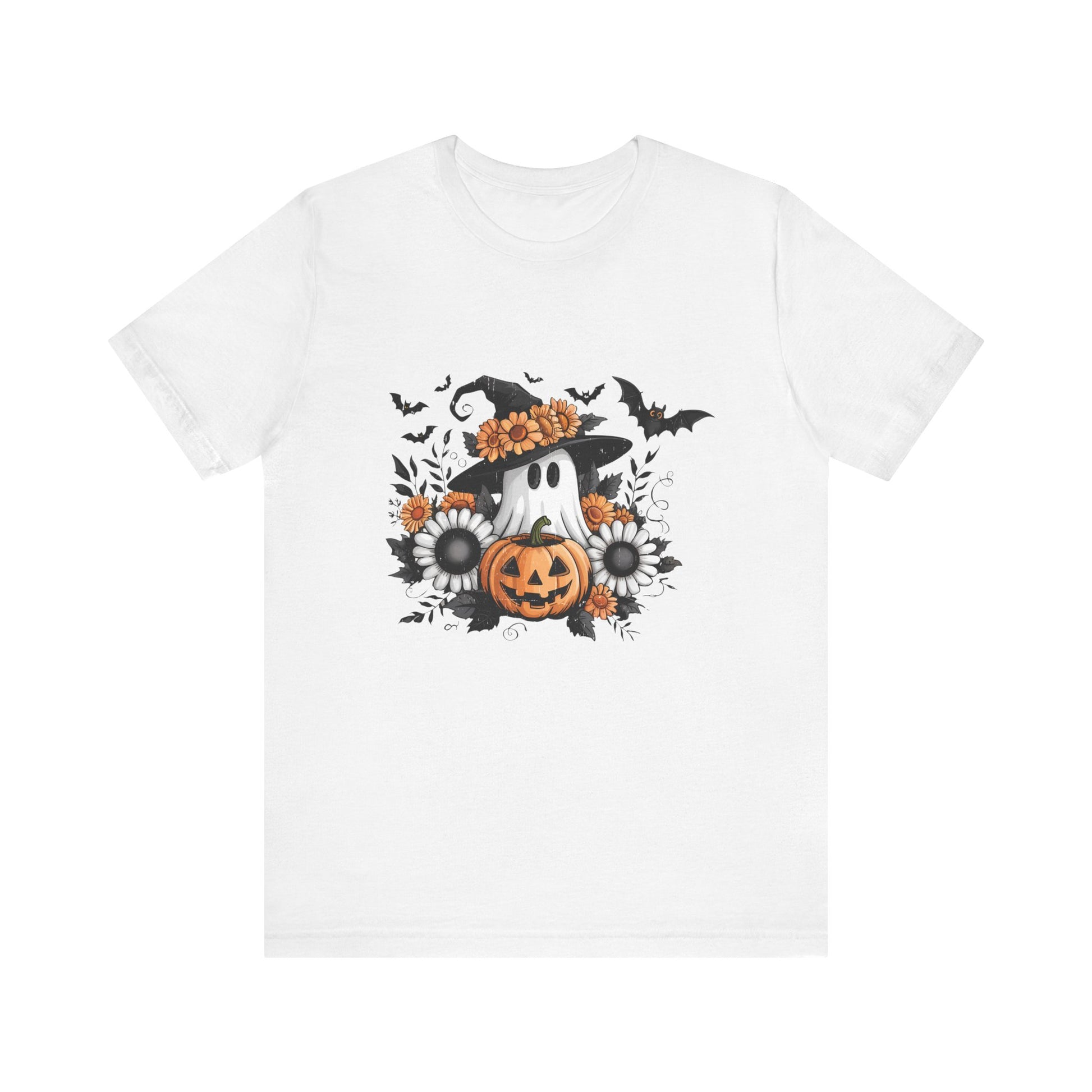 Funny Ghost Pumpkin Shirt, Boho Ghost Shirt, Soft floral ghost - PopCultureByDesign36