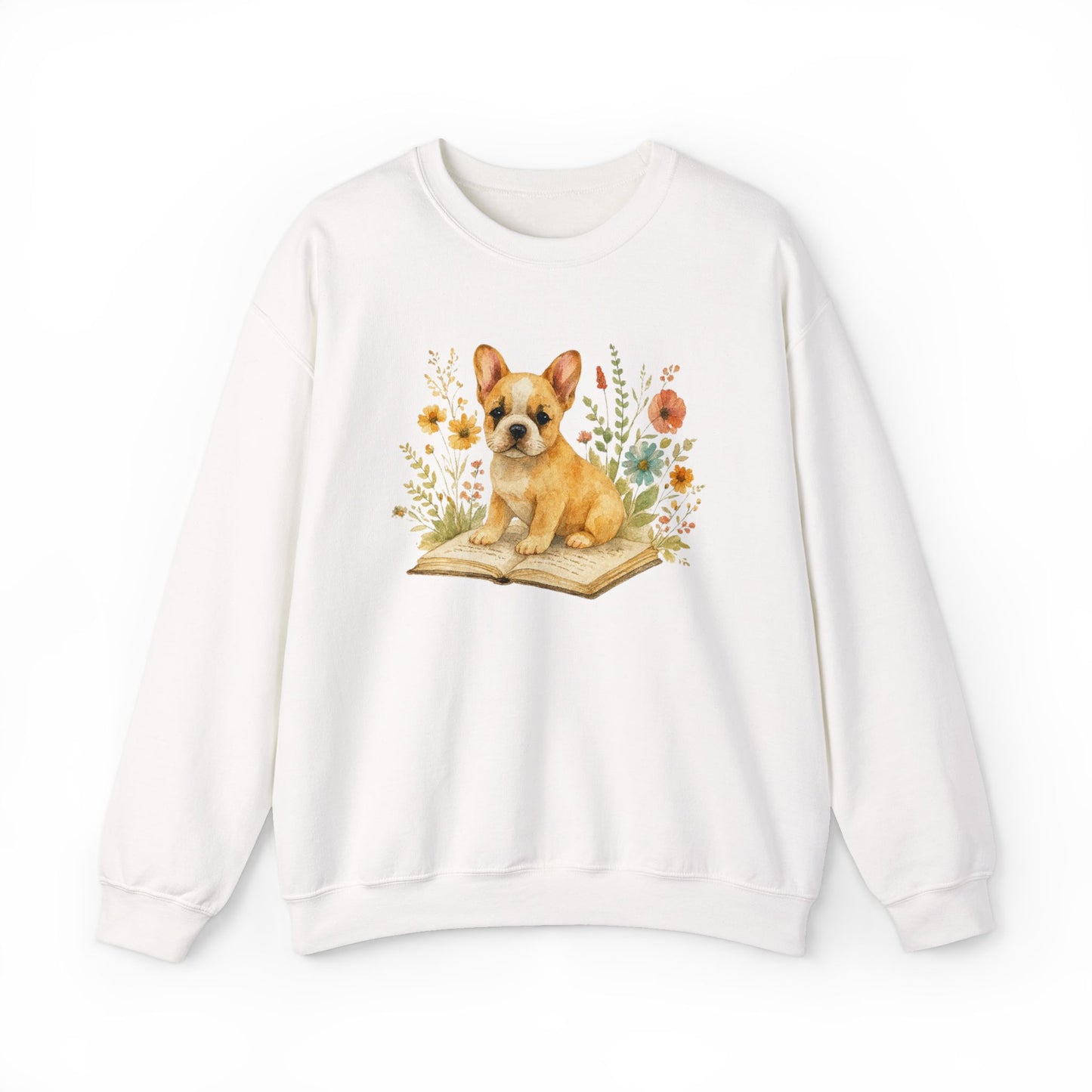 Vintage Boho French Bulldog Puppy Reading Sweatshirt