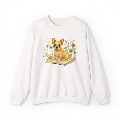 Vintage Boho French Bulldog Puppy Reading Sweatshirt