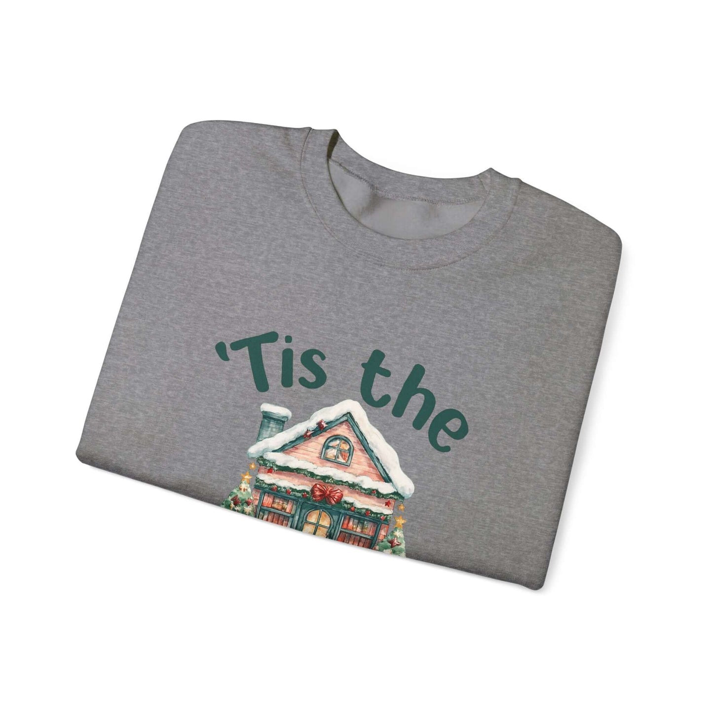 Tis The Season Cozy Christmas Cottage Sweatshirt, Holiday Bookstore Sweatshirt - PopCultureByDesign36