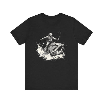 Funny Fisherman Riding a Trout T-Shirt, Fishing Tee, Wild Western Shirt - PopCultureByDesign36