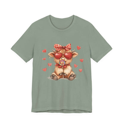 Valentines Highland Cow Shirt, Highland Cow Valentines Shirt, Cow Lover - PopCultureByDesign36